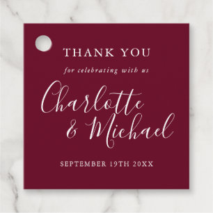 Étiquettes Cadeau Remerciements de mariage élégants à signature Bour