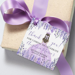 Étiquettes Cadeau Remerciements Élégants de Quinceañera Violette