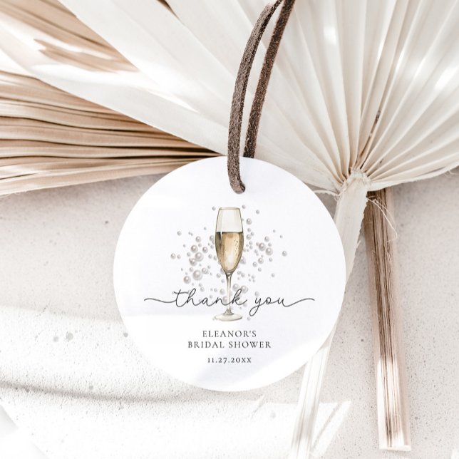 Étiquettes Cadeau Remerciements Fête de Mariée Perles et Prosecco (Créateur téléchargé)