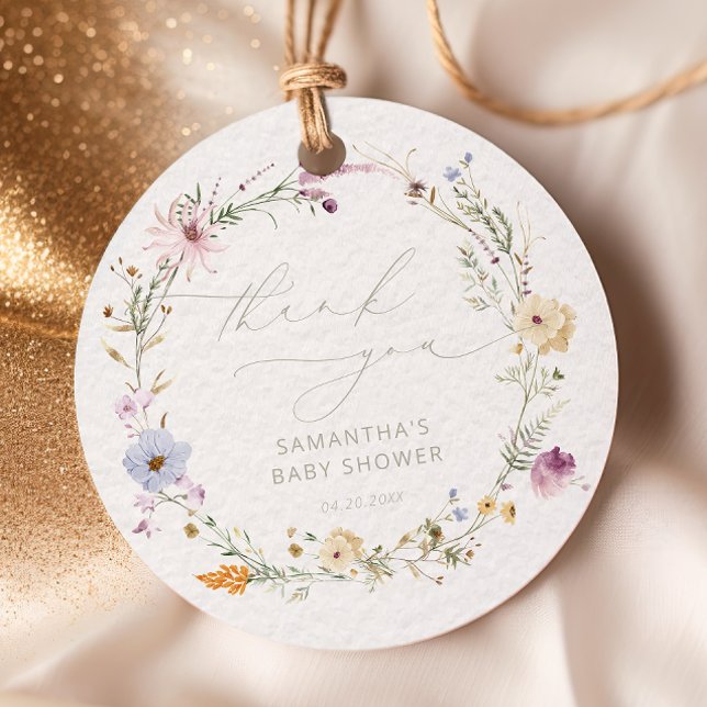 Étiquettes Cadeau Remerciements pour Baby Shower Aquarelles Fleurs S (Créateur téléchargé)