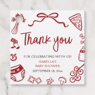 Étiquettes Cadeau Remerciements pour Baby Shower avec Pizza Italienn