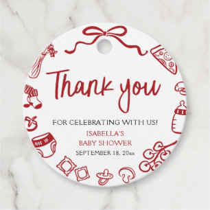 Étiquettes Cadeau Remerciements pour Baby Shower avec Pizza Italienn