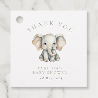 Étiquettes Cadeau Remerciements pour Baby Shower Éléphant Petit Caca