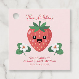 Étiquettes Cadeau Remerciements pour Baby Shower Kawaii Strawberry