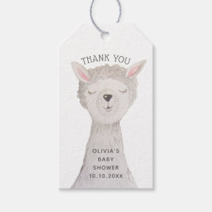 Étiquettes-cadeau Remerciements pour Baby Shower Llama   Alpaga à l'