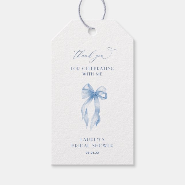 Étiquettes-cadeau Remerciements pour la fête de shower nuptial "Blue (Devant)