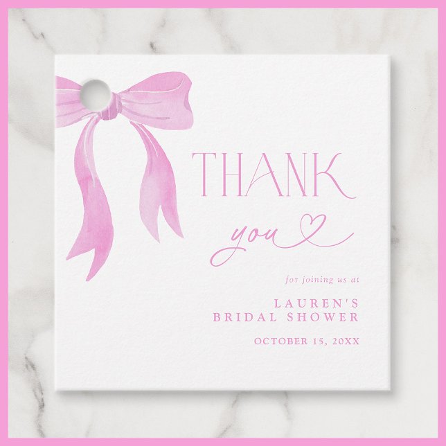 Étiquettes Cadeau Remerciements pour une Baby Shower Élégant Ruban R (Créateur téléchargé)