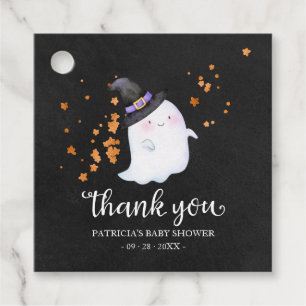Étiquettes Cadeau Remerciements pour une Baby Shower Halloween sur l