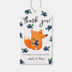 Étiquettes-cadeau Renard aux myrtilles - merci pour la baby shower