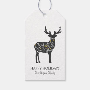 Étiquettes-cadeau Renard de Noël minimaliste moderne