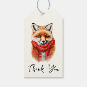 Étiquettes-cadeau Renard mignon dans une écharpe rouge Image de reme