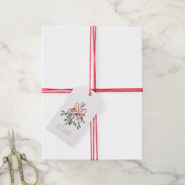 Étiquettes-cadeau Rencontrez-moi sous la Mistletoe (Avec de la ficelle)