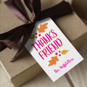 Étiquettes-cadeau Repas de Friendsgiving   Rose et Or