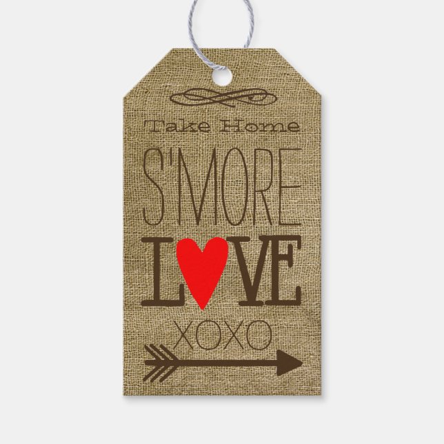Étiquettes-cadeau Reprendre À La Maison S'more Love Burlap Invité Fa (Devant)