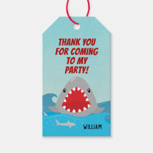 Étiquettes-cadeau Requin mignon   Merci de fête d'anniversaire du ga