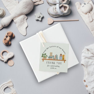 Étiquettes Cadeau Réserver Etagère Baby shower Vert Neutre