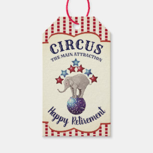 Étiquettes-cadeau Retraite des éléphants du cirque Vintage