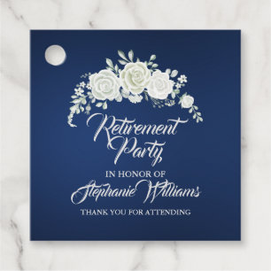 Étiquettes Cadeau Retraite Femme Parti Vintage White Rose Frontière