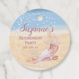 Étiquettes Cadeau Retraite Party Beach Coastal Shell