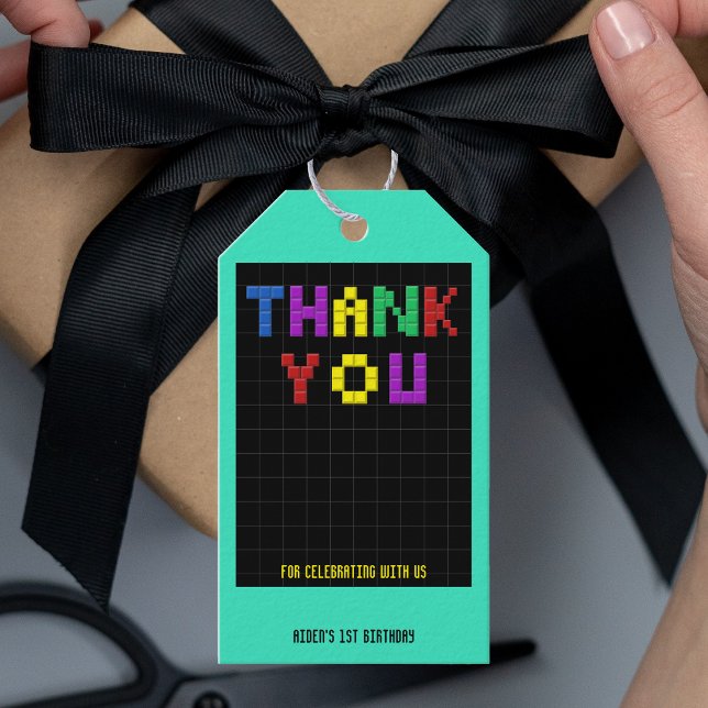 Étiquettes-cadeau Retro Arcade Jeu Anniversaire Merci (Retro Arcade Game Birthday Party Thank You Gift Tags)