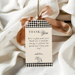 Étiquettes-cadeau Retro Black Ivory Old Money Wedding Thank You