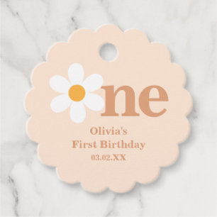 Étiquettes Cadeau Retro Bohemian One Daisy Premier Anniversaire