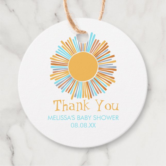 Étiquettes Cadeau Retro Boho Sun Voici Le Merci Soleil (Devant)