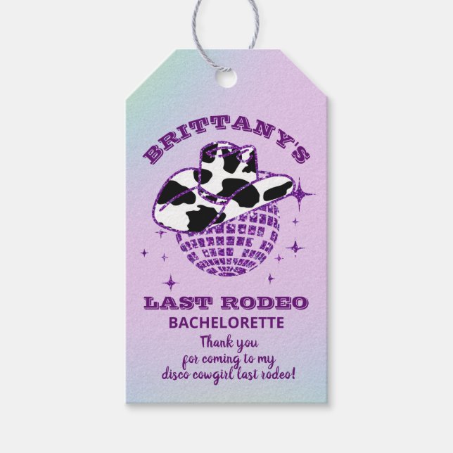Étiquettes-cadeau Retro Disco Cowgirl Bachelorte Party (Devant)