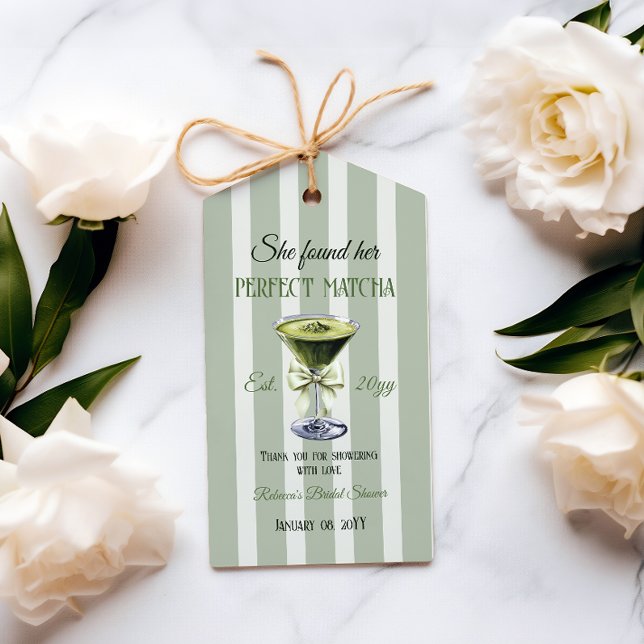 Étiquettes-cadeau Retro Elle a trouvé son Matcha parfait Enterrement (Créateur téléchargé)