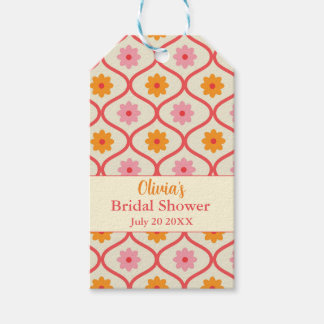 Étiquettes-cadeau Retro Floral Ogee Mid-Century Modern Bridal Shower
