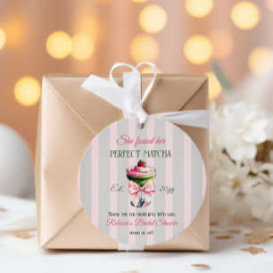 Étiquettes Cadeau Rétro Fraise Parfait Mariage Thème Matcha Rose Arc