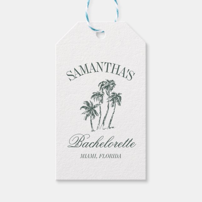 Étiquettes-cadeau Retro Luxe Beach Bachelorette Logo Palm Trees (Devant)