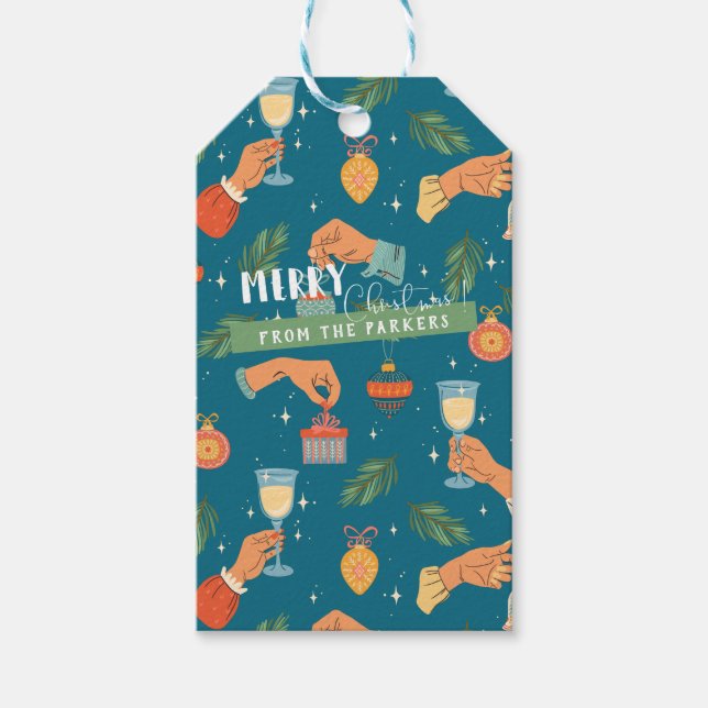 Étiquettes-cadeau Retro Mi-Siècle moderne Noël cadeau de vacances Ta (Devant)