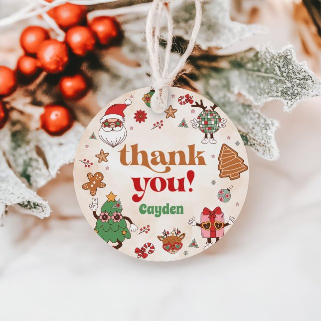 Étiquettes Cadeau Retro Noël fête d'anniversaire (Créateur téléchargé)