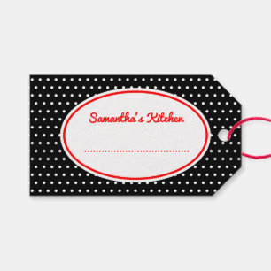 Étiquettes-cadeau Rétro Noir Polka Dot Cuisine Baking Cadeaux