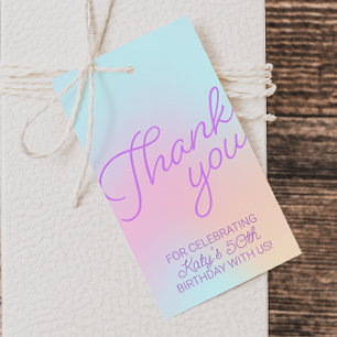 Étiquettes-cadeau Retro Pastel Gradient Merci Favoriser