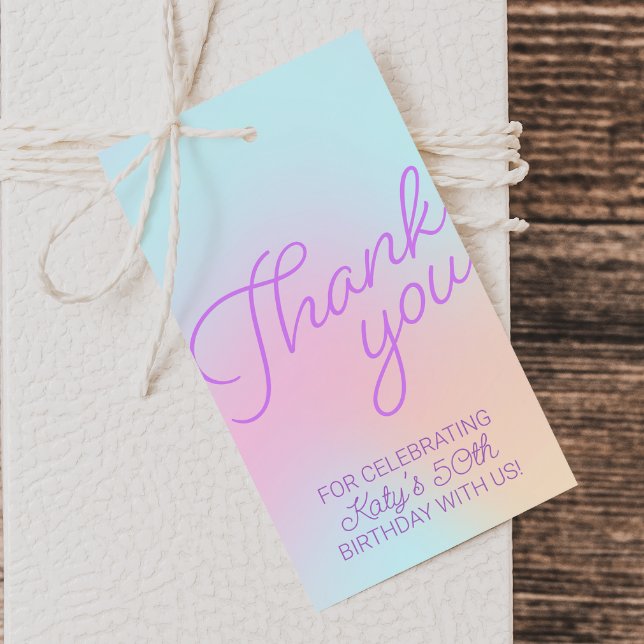Étiquettes-cadeau Retro Pastel Gradient Merci Favoriser (Créateur téléchargé)