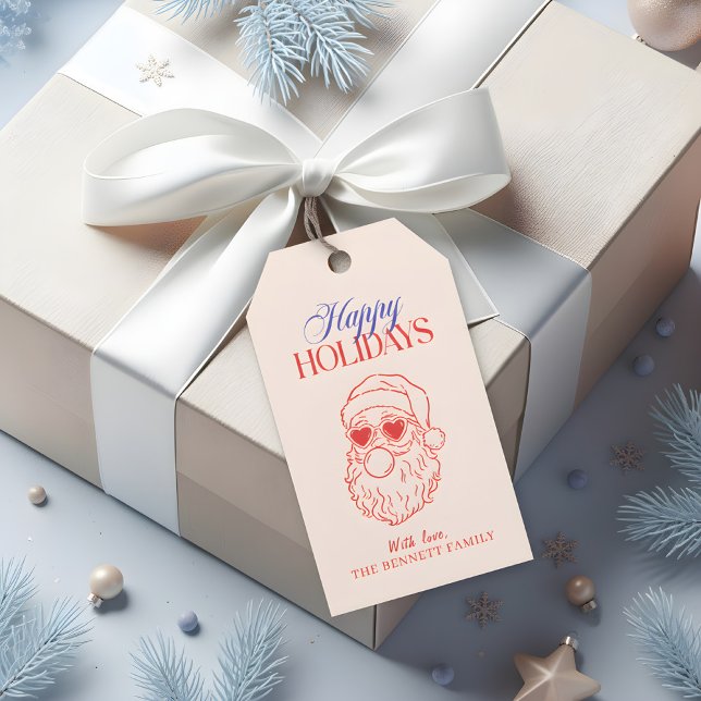 Étiquettes-cadeau Retro Père Noël Joyeuses Fêtes (Créateur téléchargé)