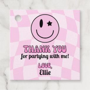 Étiquettes Cadeau Retro Rose Joyeux Visage Anniversaire Fête Tags fa