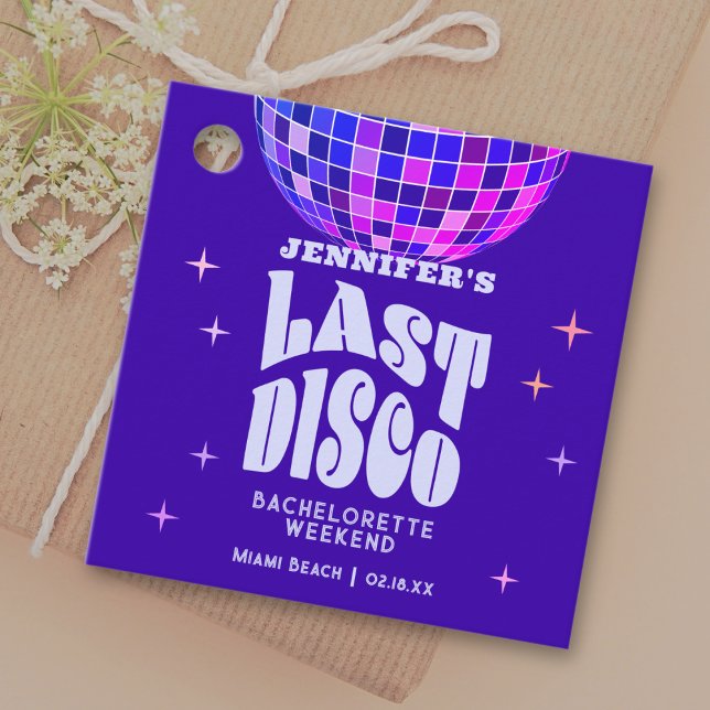 Étiquettes Cadeau Retro Super Dernier Disco Bachelorette Weekend Par (Créateur téléchargé)