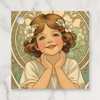 Étiquettes Cadeau retro vintage child with flowers