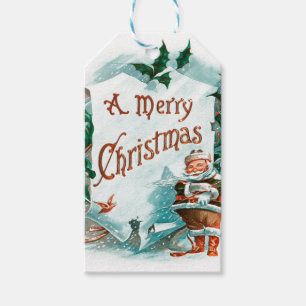 Étiquettes-cadeau Retro Vintage Noël Cool Père Noël Salutation