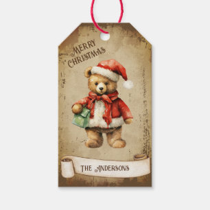 Étiquettes-cadeau Retro Vintage Ours en Teddy Personnalisé Joyeux No