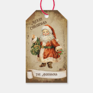 Étiquettes-cadeau Retro Vintage Père Noël Custom Joyeux Noël