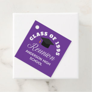 Étiquettes Cadeau Réunion du lycée violet fête personnalisée