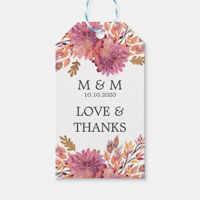 Étiquettes-cadeau Rêve d'automne | Mariage Monogram Merci Favoriser (Devant)