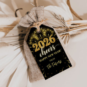 Étiquettes-cadeau Réveillon du Nouvel An 2026 Fête Or & Noir