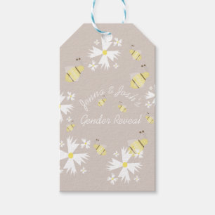 Étiquettes-cadeau Révélation de sexe floral tons terreux jolie abeil