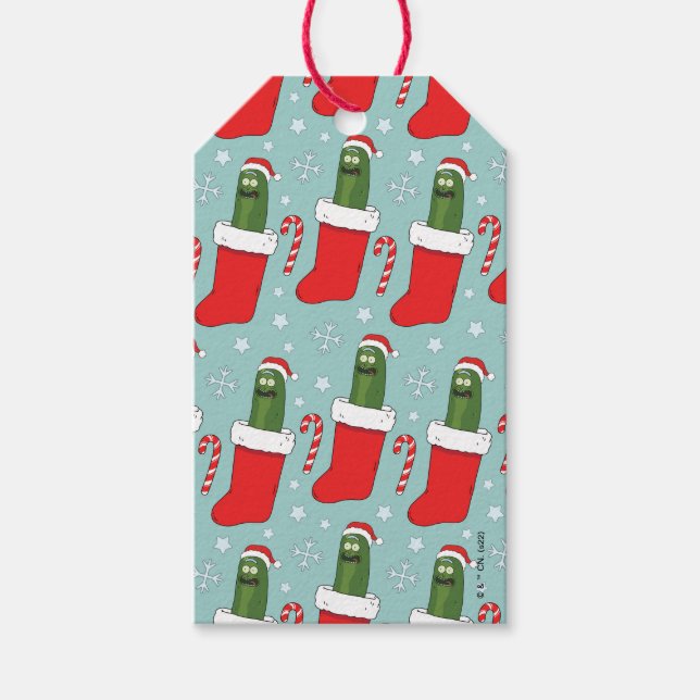 Étiquettes-cadeau Rick et Morty | Motif de Noël Pickle Rick (Devant)