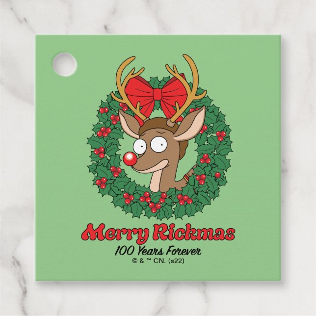 Étiquettes Cadeau Rick et Morty | Reindeer Morty Merry Rickmas (Devant)